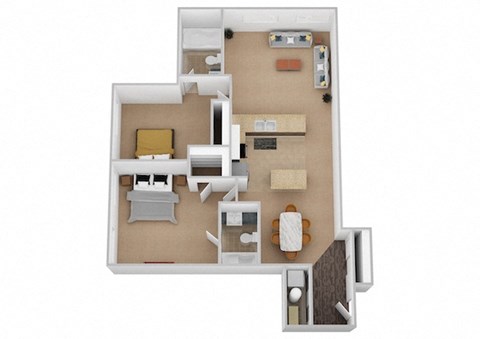 The Voltaire Two Bed Two Bath Floor Plan at Renaissance at the Power Building, Cincinnati, Ohio